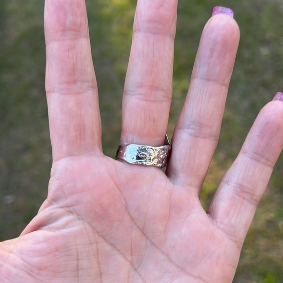 Vintage Sterling Silver UNCAS Floral Scroll Spoon Handle Ring - Picture 5 of 17